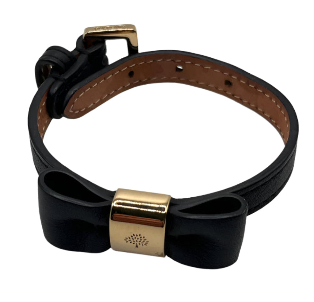 MULBERRY Black Leather Bow Bracelet