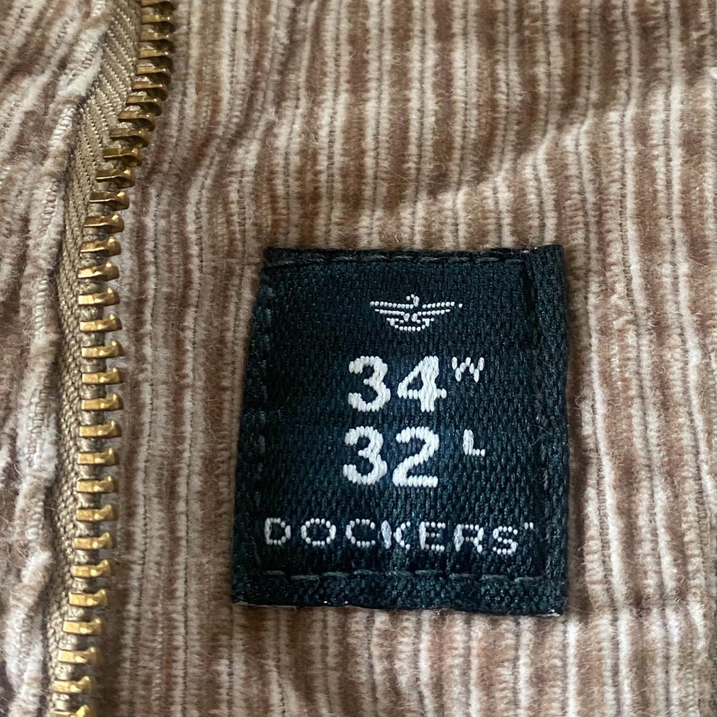 Dockers Khaki Corduroy Trousers - Label