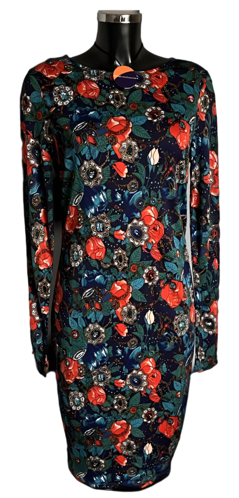 BIBA Navy Floral Multicoloured Dress UK12