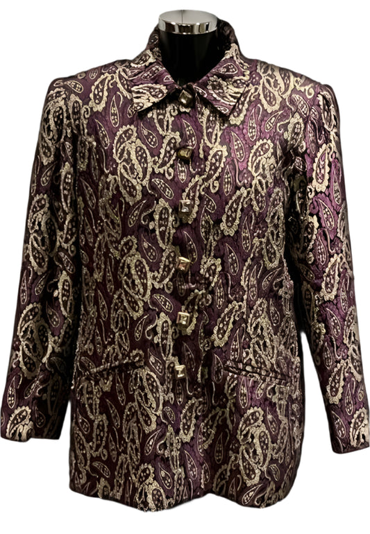 DE' ROYAL Purple Brocade Jacket - UK 14