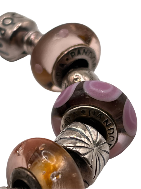 PANDORA 925 Silver Bracelet - 13 Charms