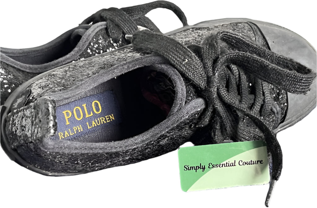 POLO Black Sequin Shoes UK1.5 Child - Pre-loved