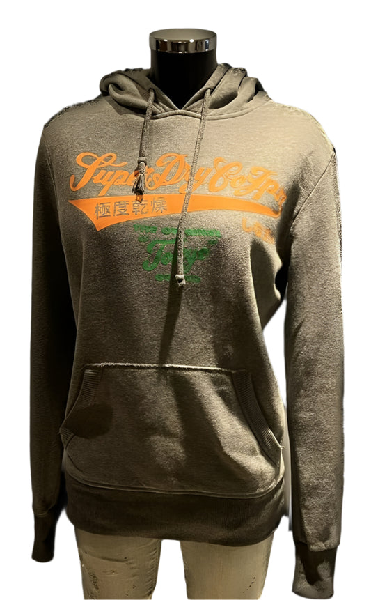 Superdry Grey & Orange Hoodie - Size S