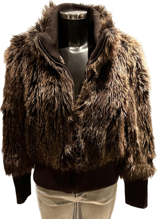 MONSOON Brown Furry Jacket - UK14