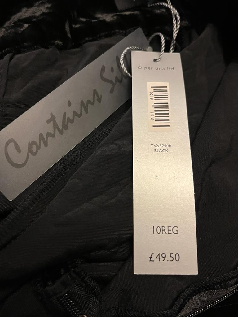 Per Una Black Crushed Velvet Trousers - size 10R