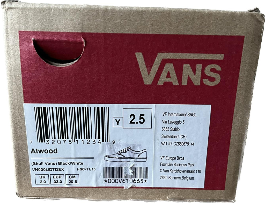 VANS Black Pattern Trainers - UK2.5