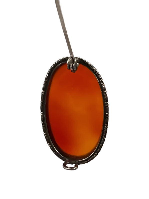 Antique Silver Egg Yolk Amber Brooch