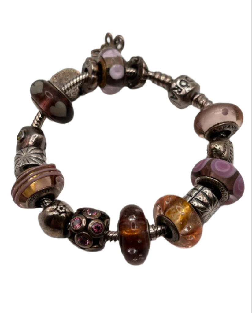 PANDORA 925 Silver Bracelet - 13 Charms