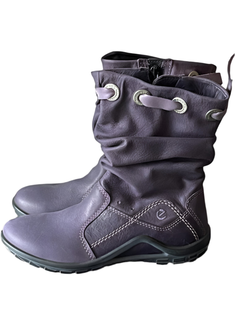 ECCO Purple Leather Boots - UK 2.5
