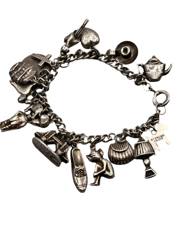 SOLID SILVER Hallmarked Charm Bracelet