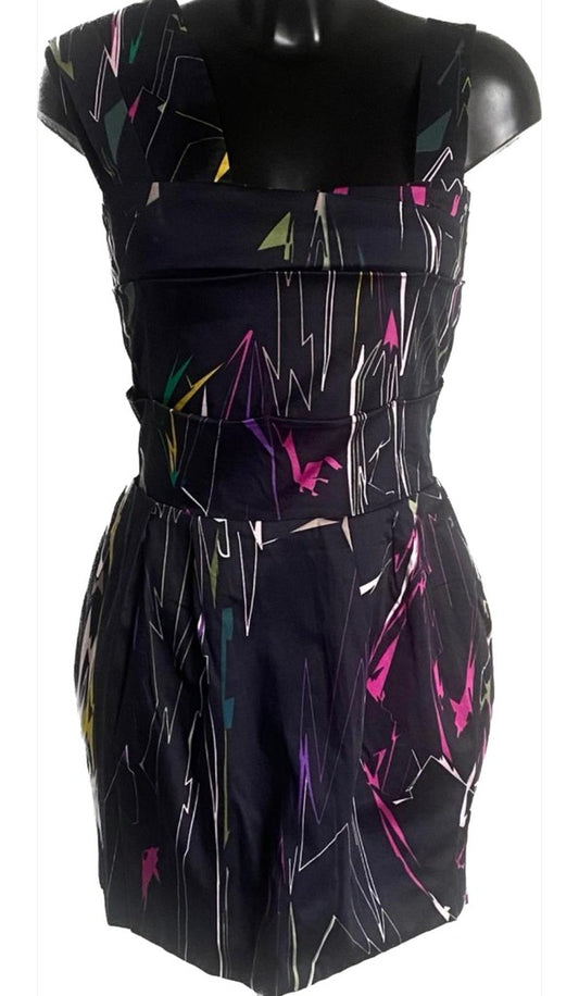 LIPSY Navy Splash Pattern  Dress - UK10