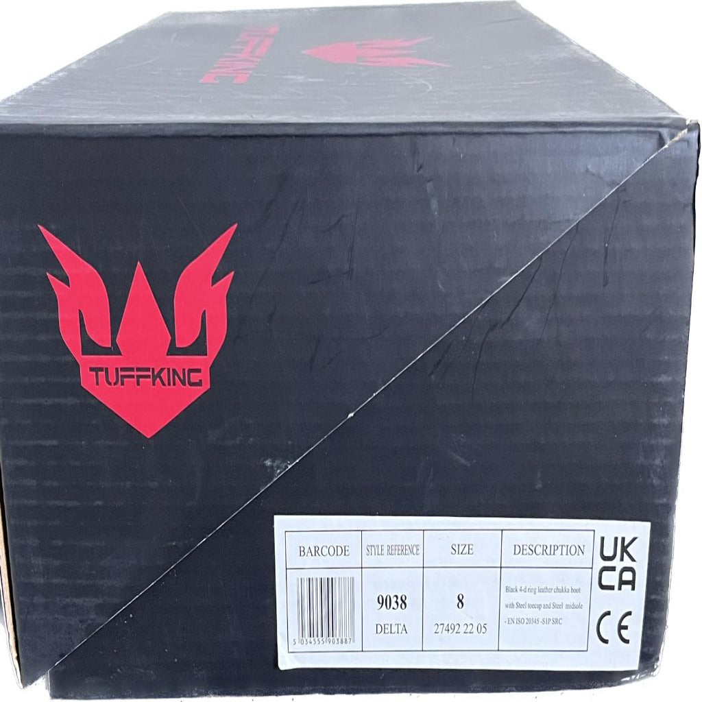 TUFFKING Black Work & Safety Leather Boots - UK8 - Brand NEW with Box