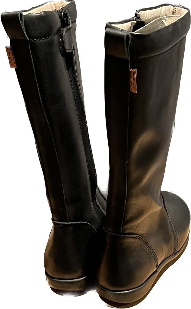 PETASIL Black Leather Boots -UK 9