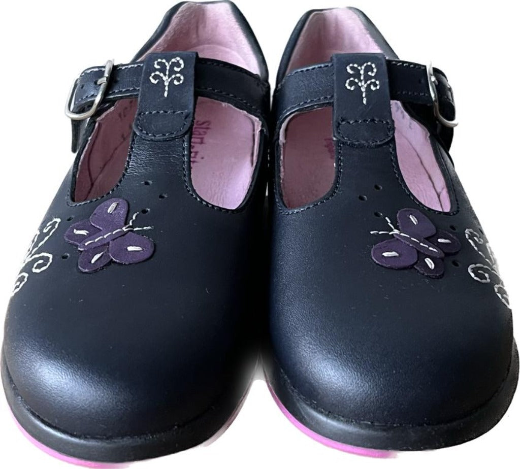 START-RITE Navy Leather Girls Shoes