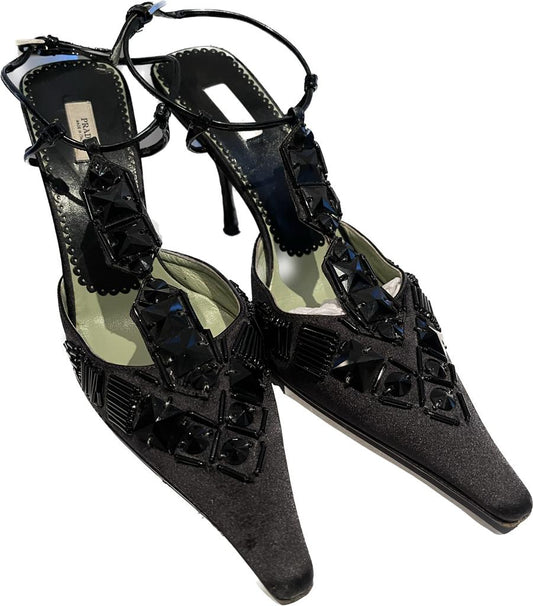 PRADA Vintage Black Satin Shoes - UK6