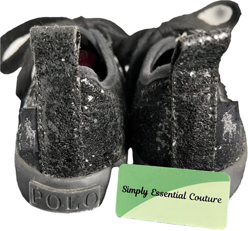 POLO Black Sequin Shoes UK1.5 Child - Pre-loved