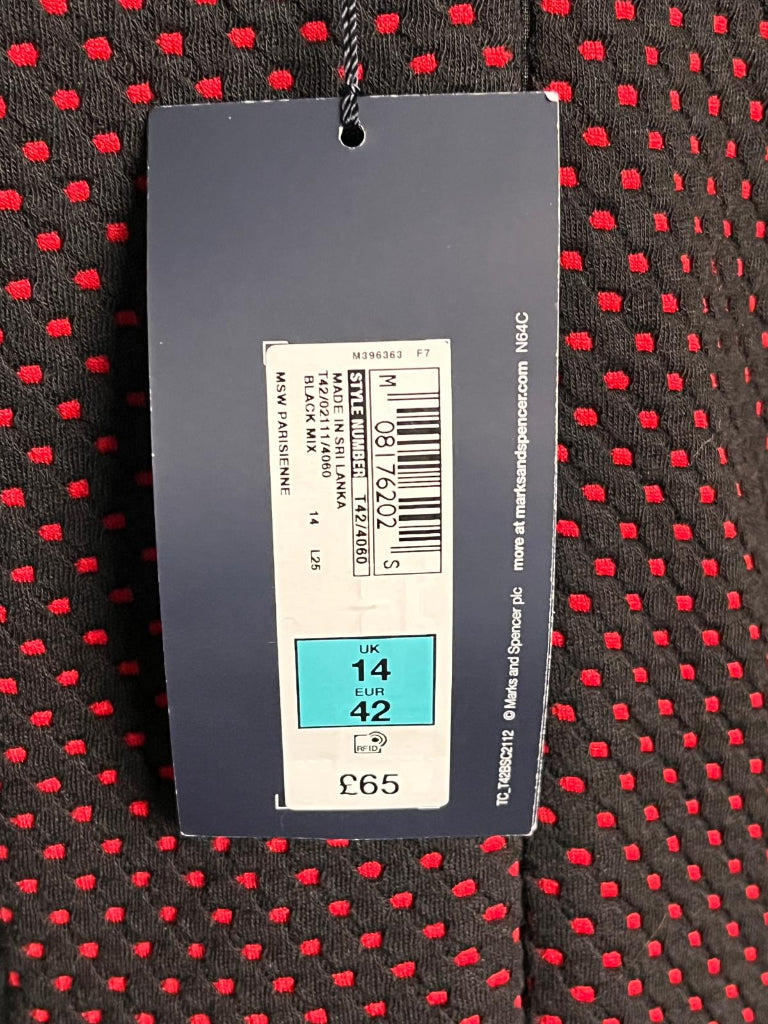M&S Red and Black Dress - Price Tag