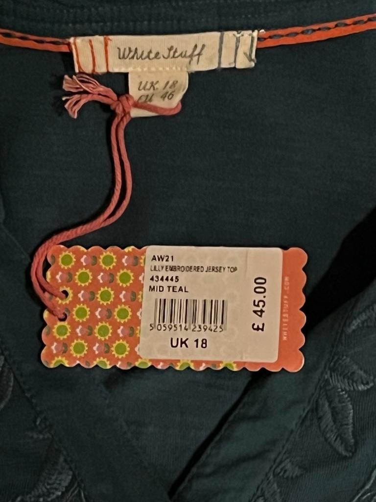 White Stuff Teal Long Sleeve Top - Tags