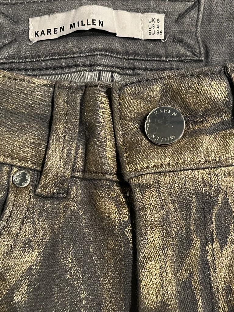 KAREN MILLEN Gold Effect Jeans - UK8