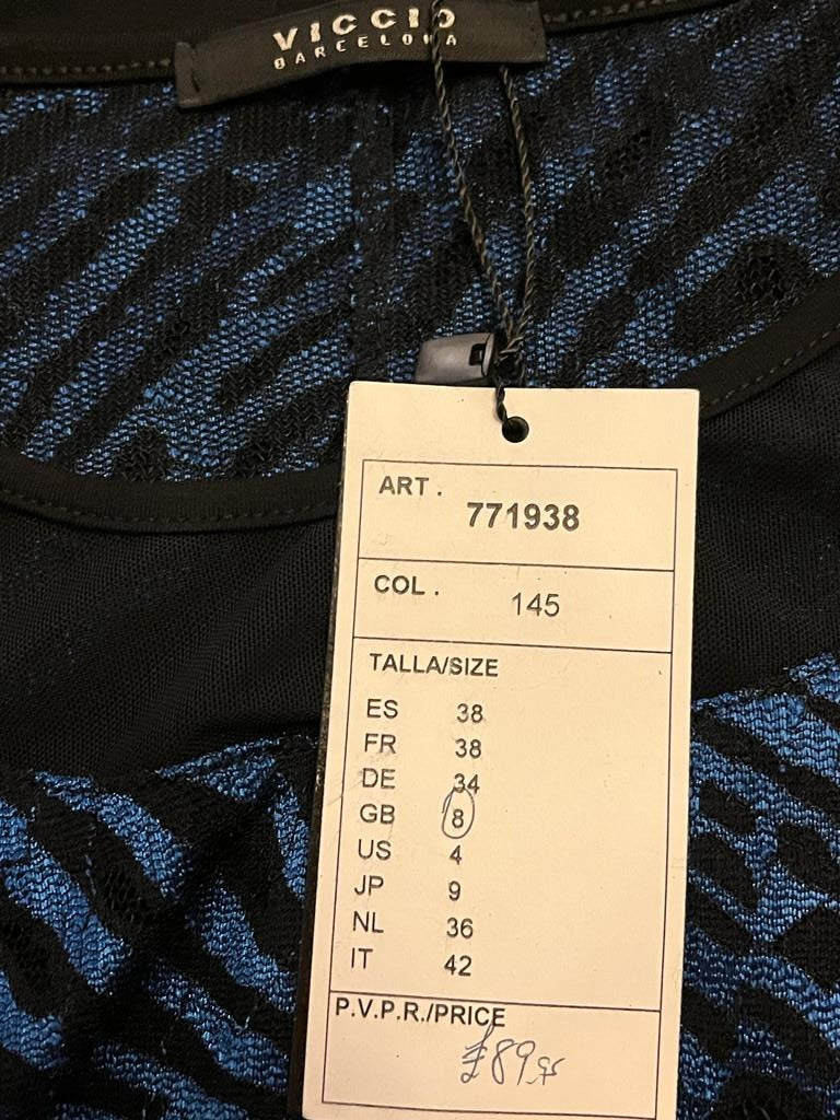 Viccio Blue & Black Top - Size UK8 - Price