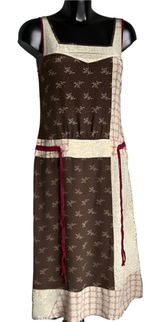 WHISTLES Brown & Cream Silk Dress - UK8