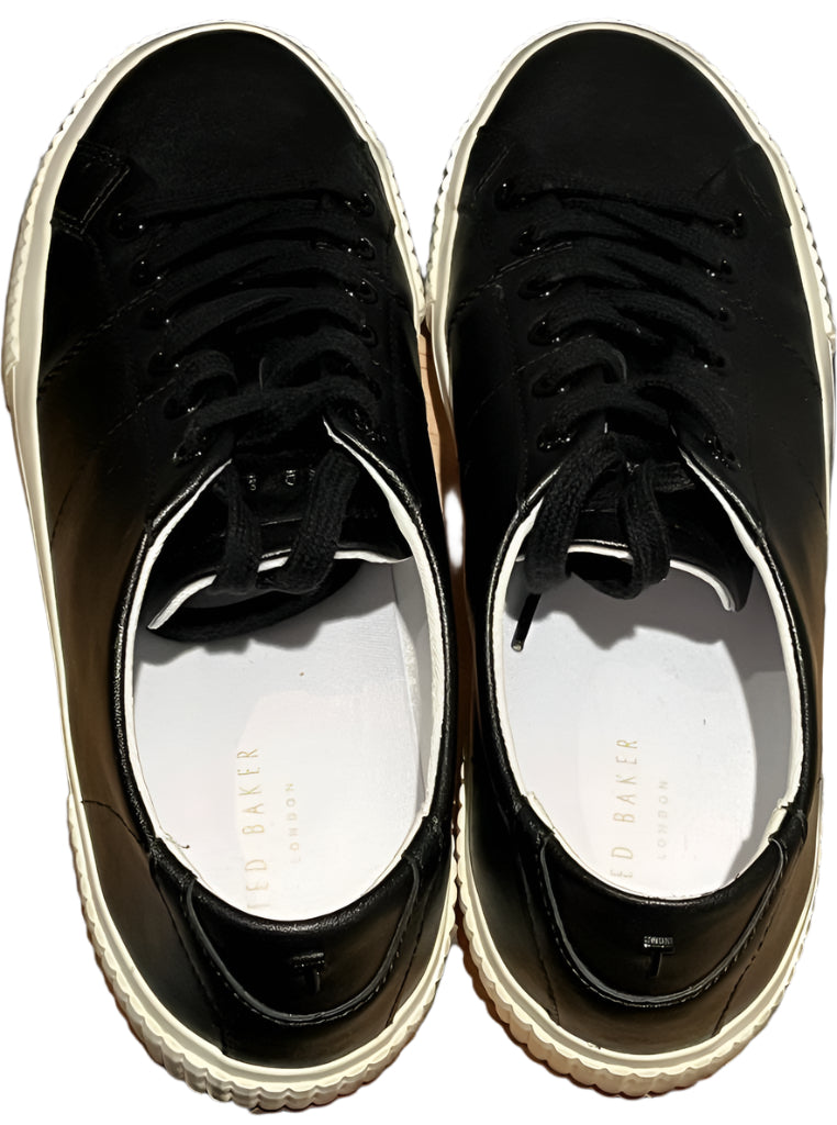 TED BAKER Black Leather Trainers - UK 5