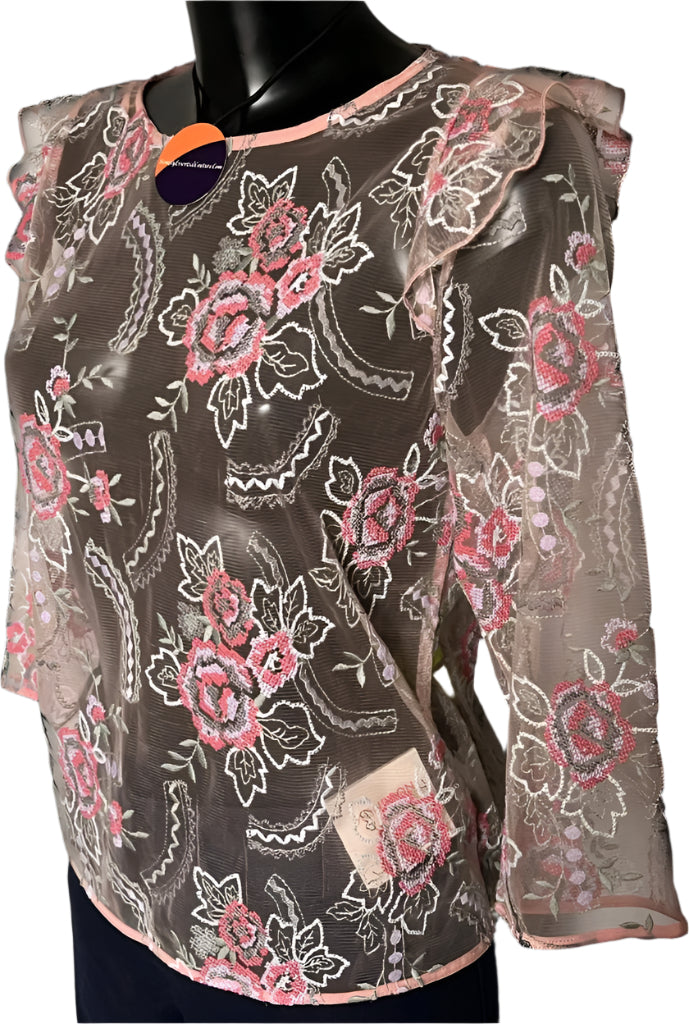 Next Pink Lace Top - Size UK10