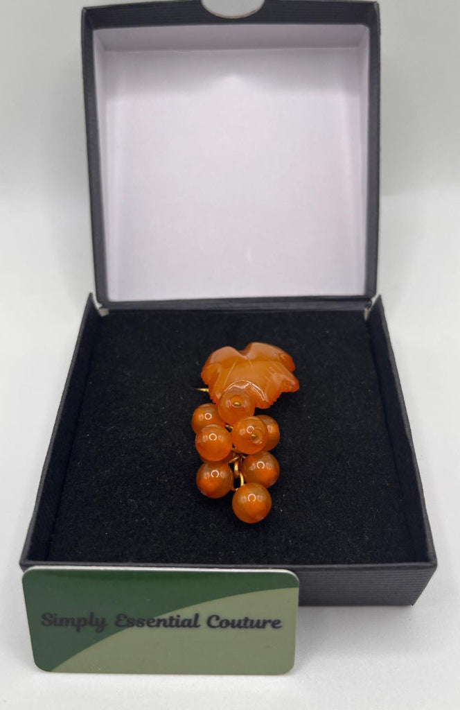RUSSIAN AMBER Grape & Vine Brooch - Preloved