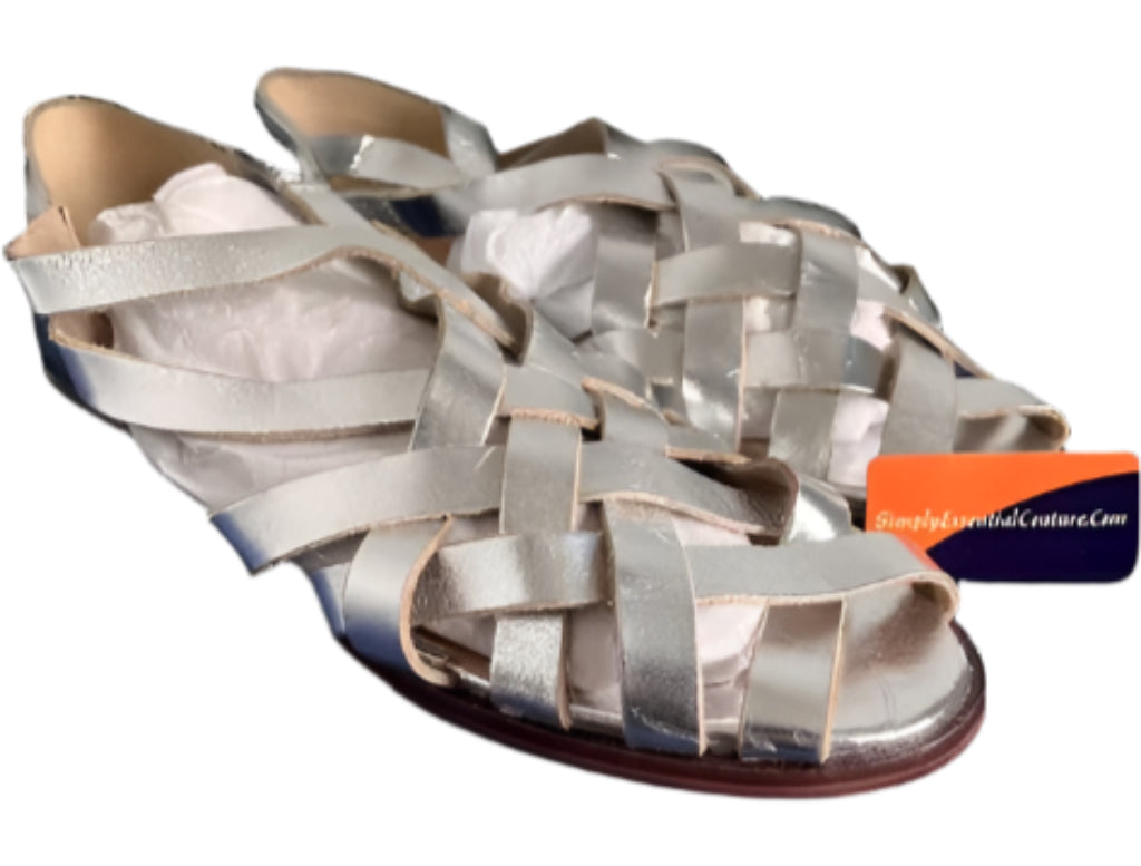 Office Silver Leather Sandals - UK4