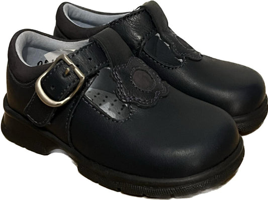 START-RITE Navy Leather Girls Shoes - UK3
