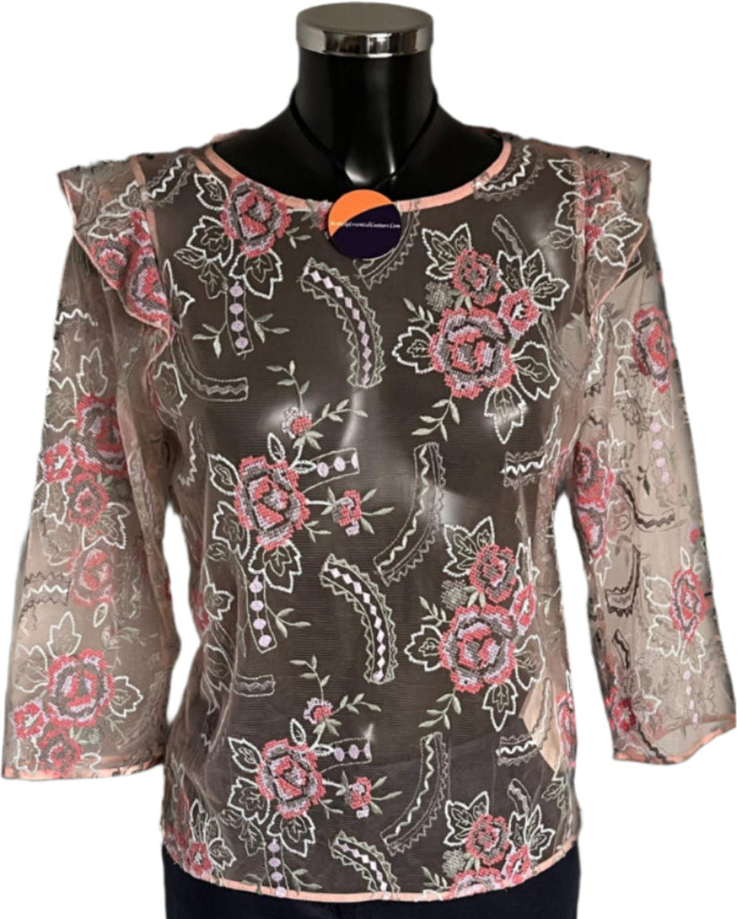 Next Pink Lace Top - Size UK10