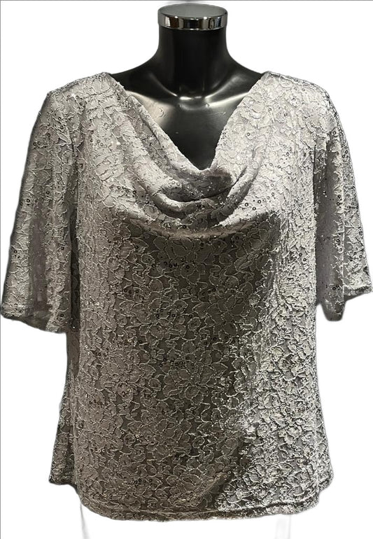 David Emanuel Grey Lace Top - Size 20