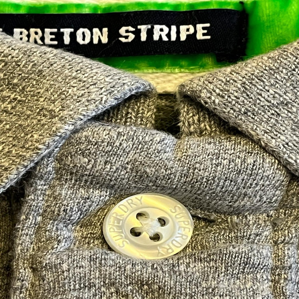 Superdry Grey/ White Breton Button Detail