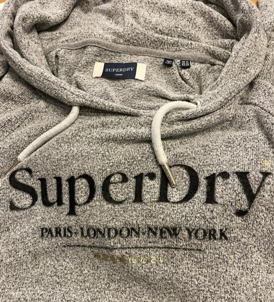 Superdry Grey Hoodie Dress - Size UK14