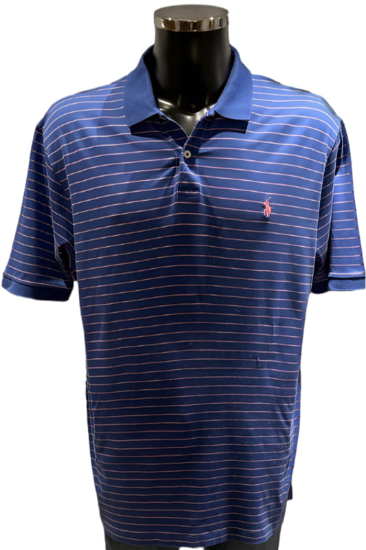 Polo Blue Striped Golf Shirt - Size M