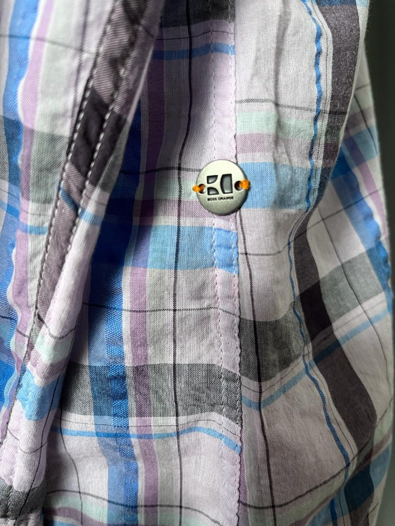 Boss Orange Lilac Check Shirt - Button Detail
