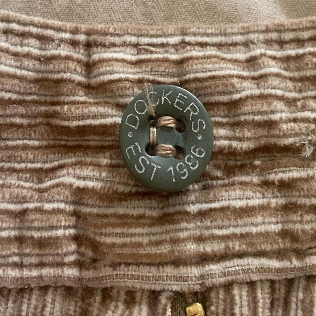 Dockers Khaki Corduroy Trousers - W34 Button