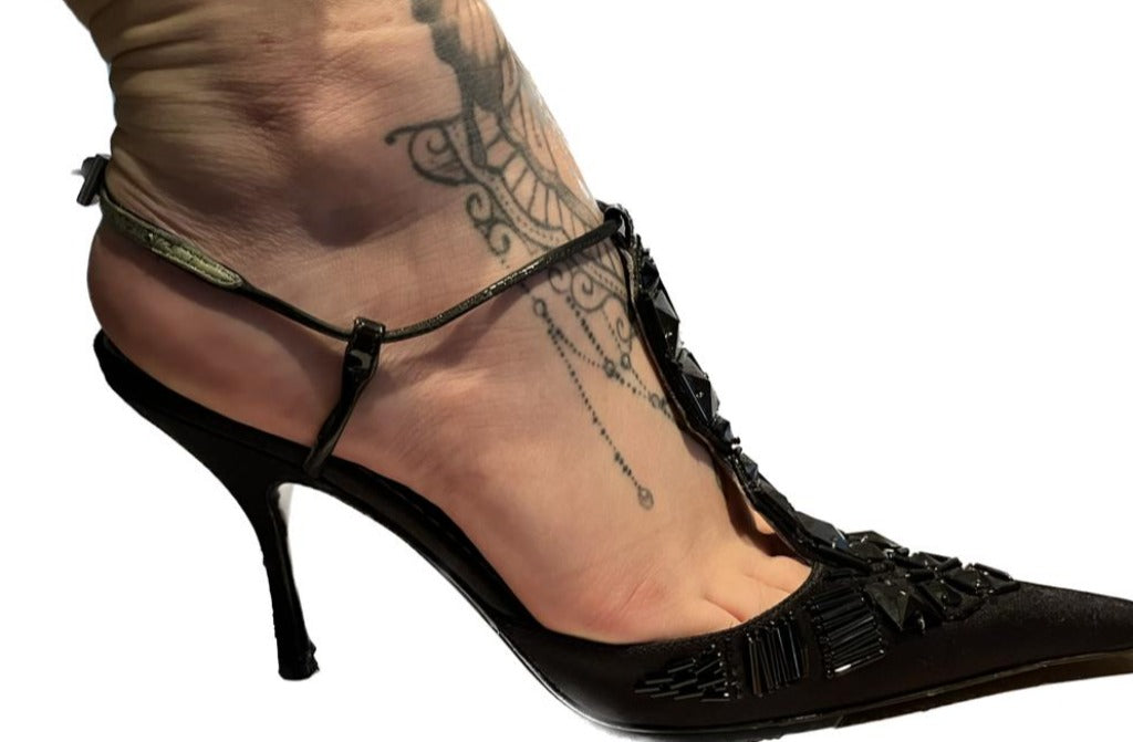 PRADA Vintage Black Satin Shoes Fitted
