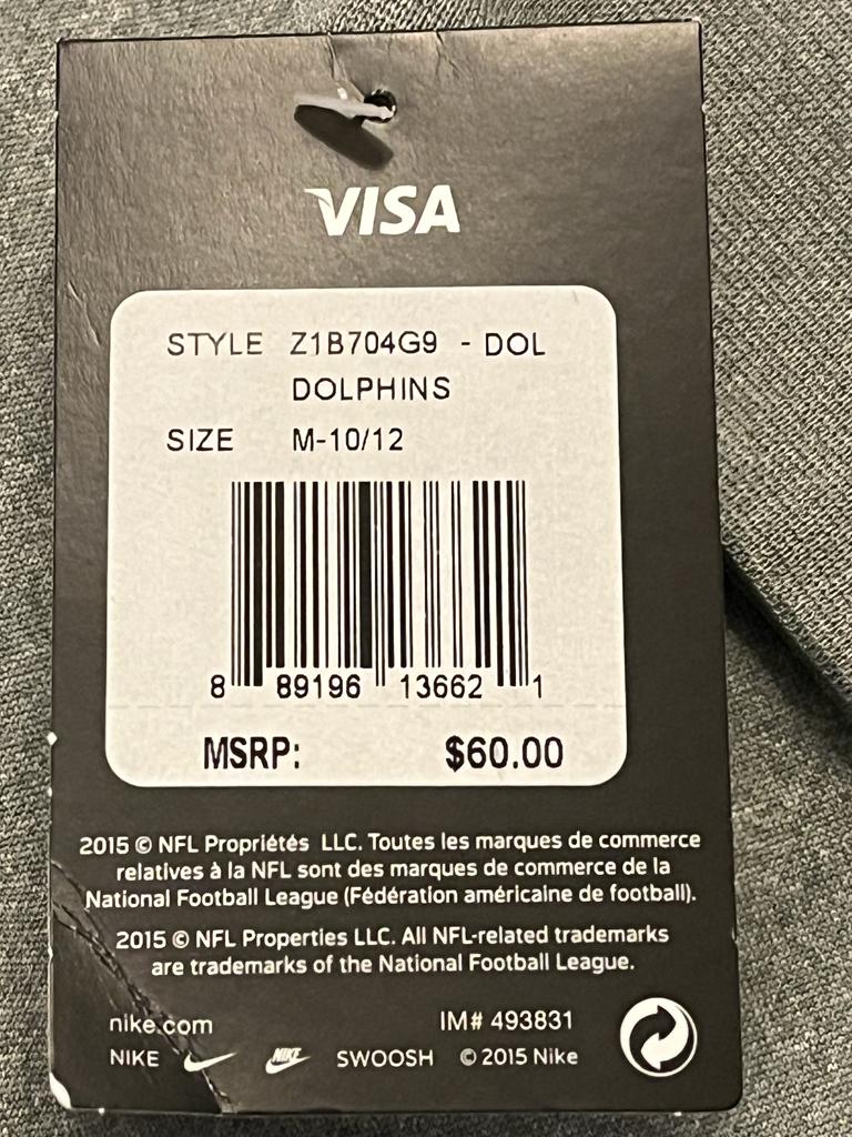 Nike 2015 Miami Dolphins NFL Price Tag