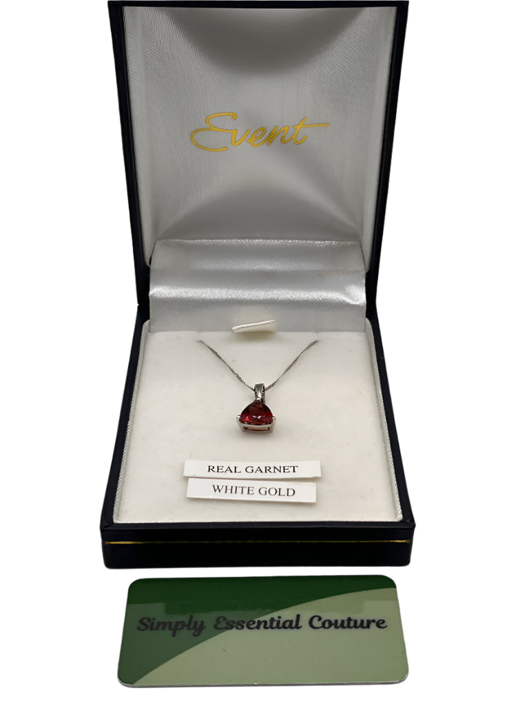 9ct White Gold & Garnet Necklace