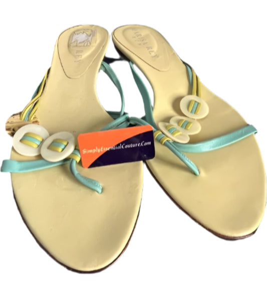 Marisa Rey Yellow & Green Leather Sliders - UK6