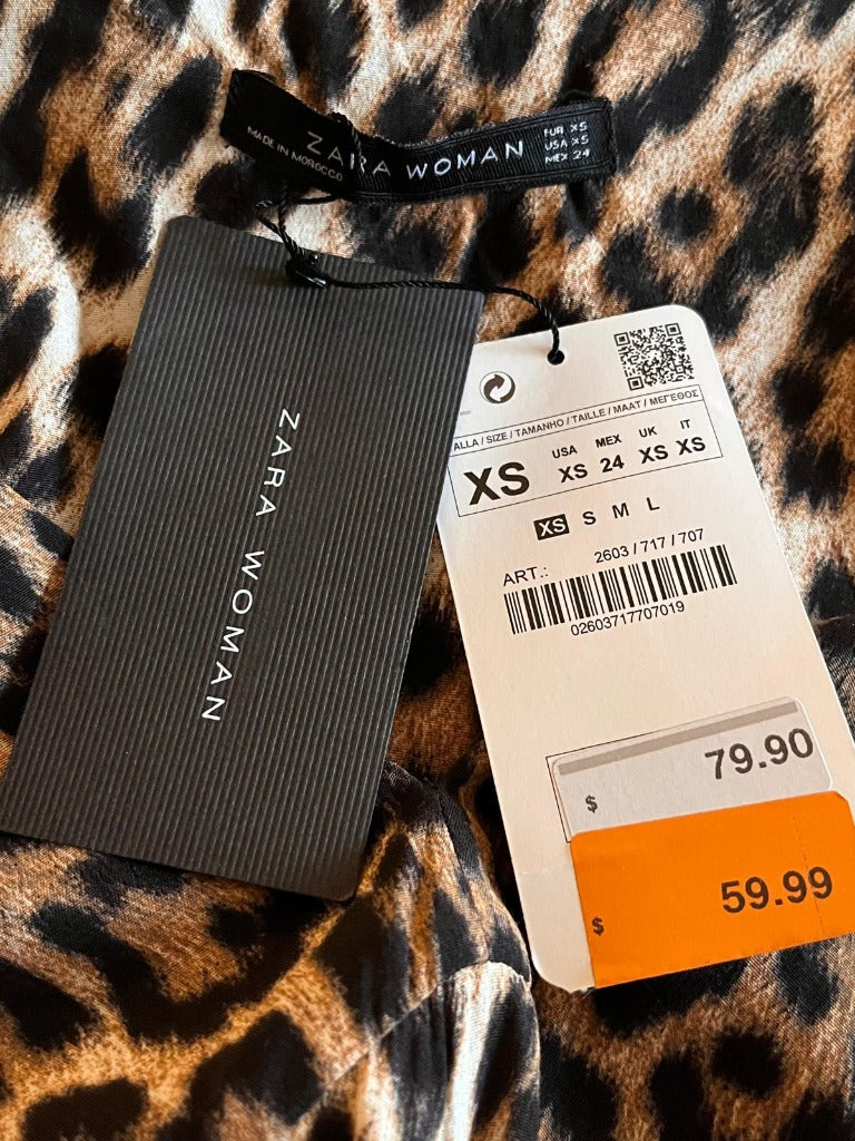 Zara Leopard Print Dress size XS NEW with Tags