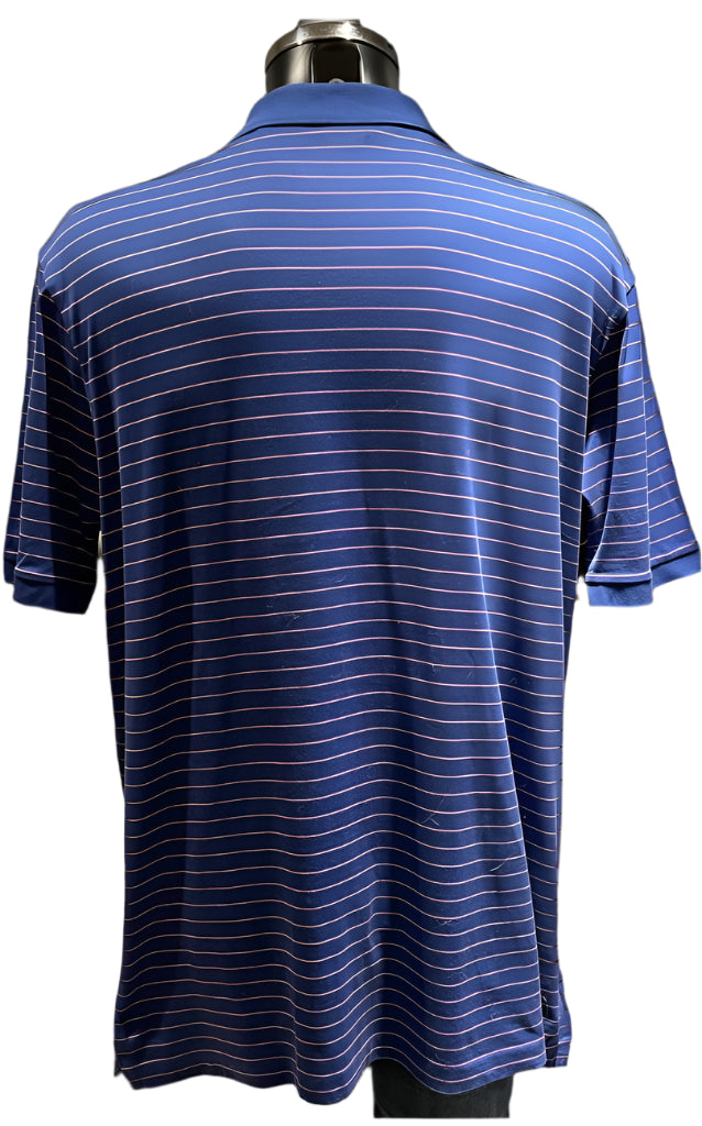 Polo Blue Striped Golf Shirt - Size M - Rear