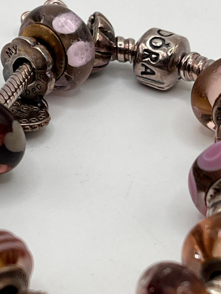 PANDORA 925 Silver Bracelet - 13 Charms