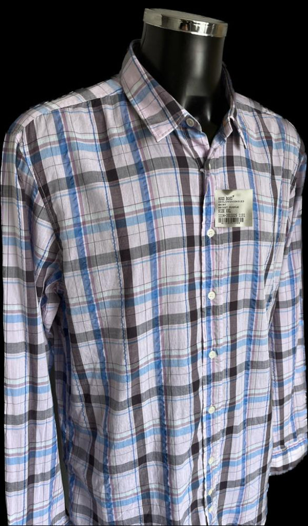 Boss Orange Lilac Check Shirt - Front