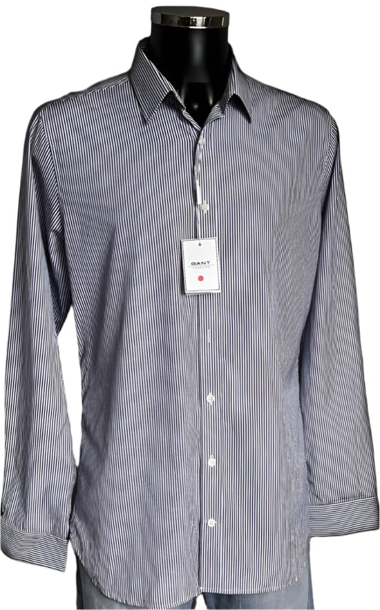 GANT Navy & White Pinstripe Shirt - UK L