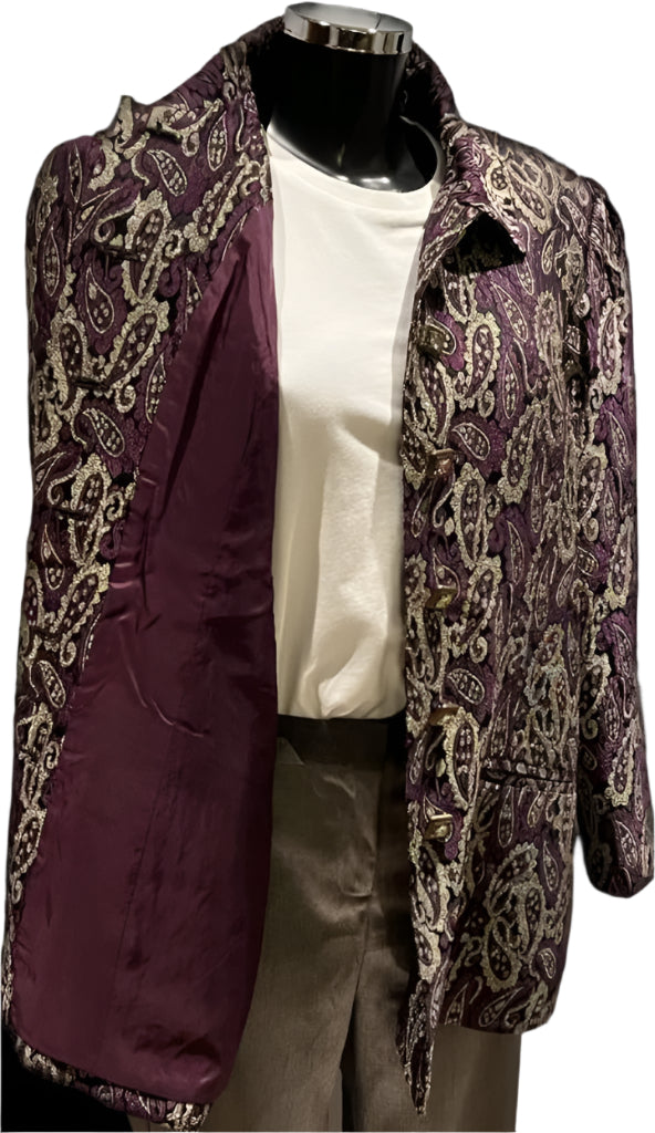 DE' ROYAL Purple Brocade Jacket - UK 14
