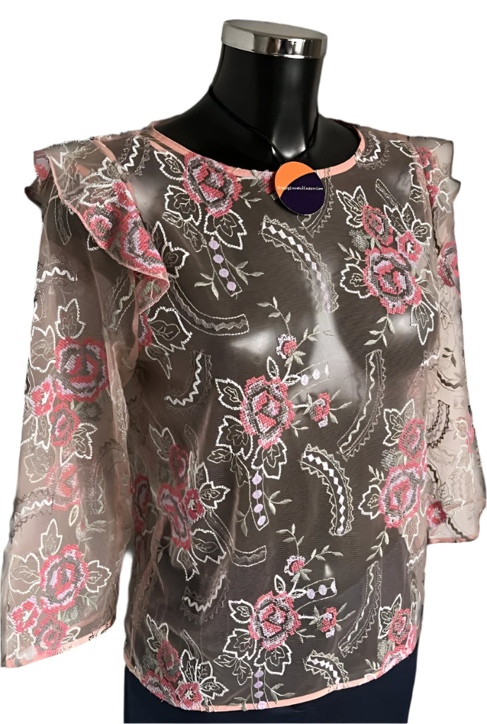 Next Pink Lace Top - Size UK10