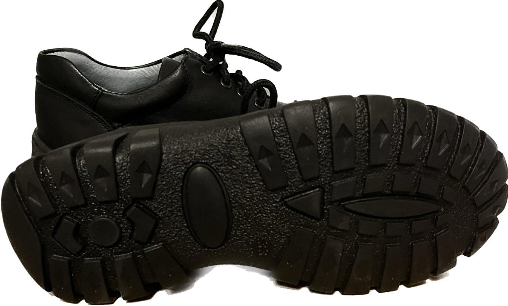PETASIL Boys Black Leather Shoes - UK 1