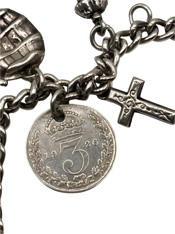 SOLID SILVER Hallmarked Charm Bracelet